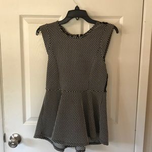 Black & White Lace Peplum Top